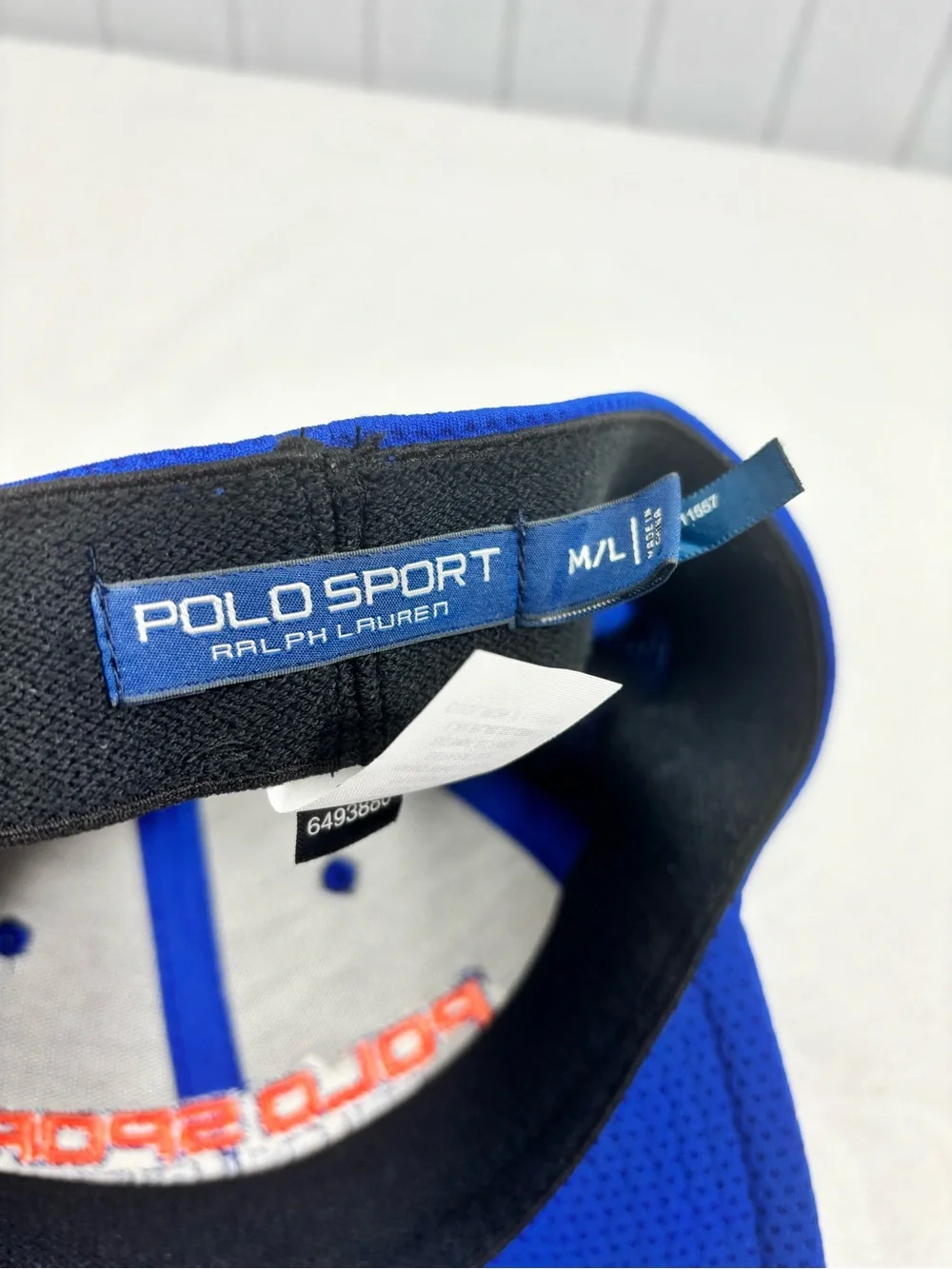 Ralph Lauren Polo Sport Royal Blue Mesh Baseball Cap with Orange Logo Size M/L